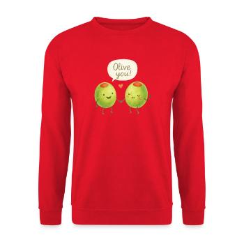 Olive You! Olive Love Couple Valentine's Day Love - Unisex Sweatshirt - red - Front - Alina (178cm) & Michal (187cm)