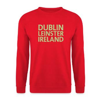 Dublin – Irland Textdesign - Unisex Pullover - Rot - Vorne - Alina (178cm) & Michal (187cm)