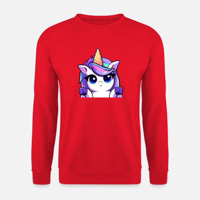 Lya Einhorn Schulterzuckend - Unisex Pullover - Rot