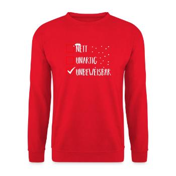 Santa Claus Christmas Time Naughty Christmas - Unisex Sweatshirt - red - Front - Alina (178cm) & Michal (187cm)