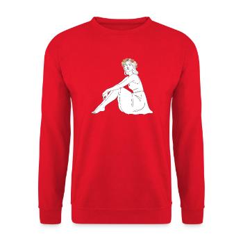 Rose – Line Art Summer Motif - Unisex Sweatshirt - red - Front - Alina (178cm) & Michal (187cm)