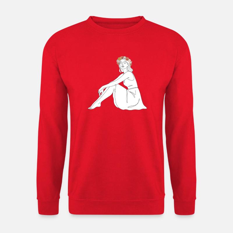 Rose – Line Art Sommermotiv - Unisex Pullover - Rot