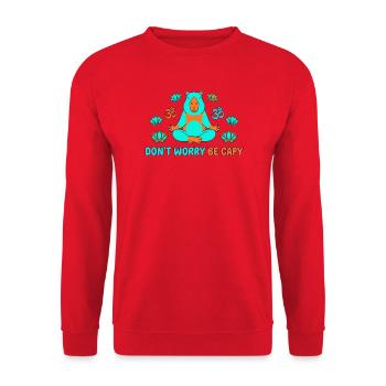 Ne t’inquiète pas, sois capy yoga - Sweat-shirt Unisexe - rouge - Devant - Alina (178cm) & Michal (187cm)