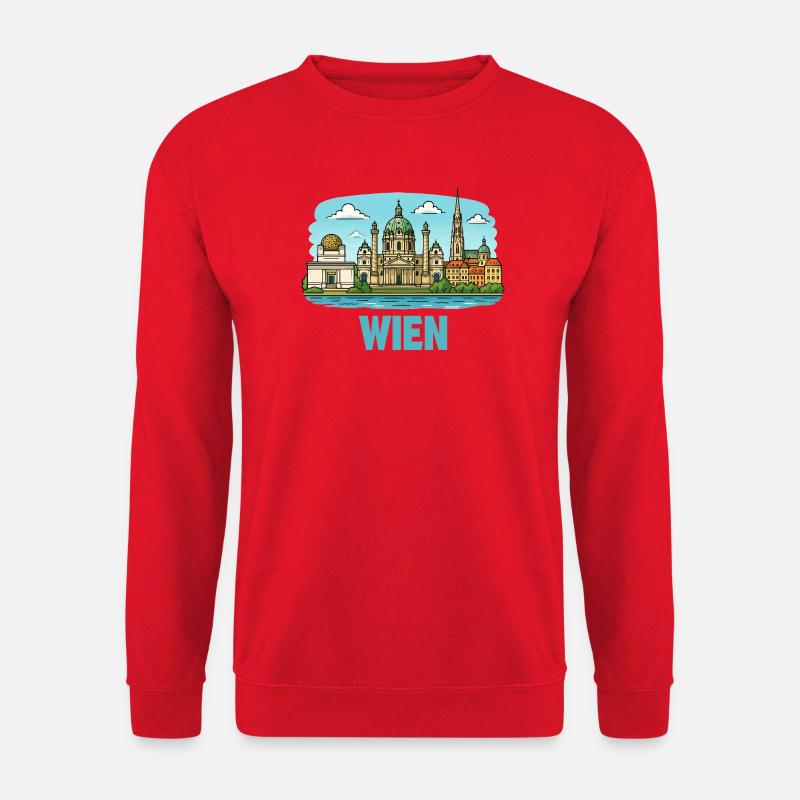 Wien Panorama: Historische Skyline - Unisex Pullover - Rot