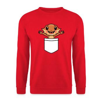Bearded Dragon Pocket Design Breast Pocket Lizard Reptile - Unisex Sweatshirt - red - Front - Alina (178cm) & Michal (187cm)