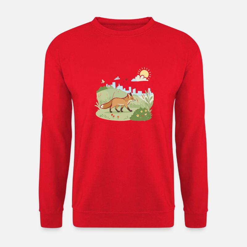 Fox in meadow in the sun - Unisex Sweatshirt - red