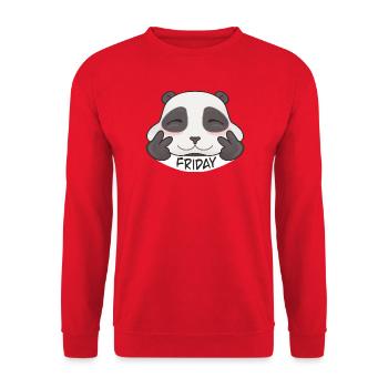 Süßer Freitag-Panda - Unisex Pullover - Rot - Vorne - Alina (178cm) & Michal (187cm)