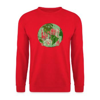 EarthLove Glyphs Green - Unisex Sweatshirt - red - Front - Alina (178cm) & Michal (187cm)