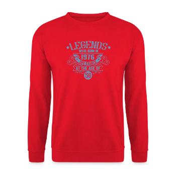 50 Jahre Legenden Jahrgang 1976 Vintage Geburtstag - Unisex Pullover - Rot - Vorne - Alina (178cm) & Michal (187cm)