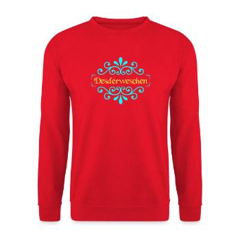 Deswerweschen Ornament Glitzer - Unisex Pullover - Rot - Vorne - Alina (178cm) & Michal (187cm)