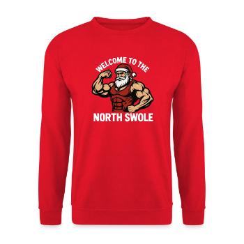 Welcome to the North Swole Funny Christmas Workout - Unisex Sweatshirt - red - Front - Alina (178cm) & Michal (187cm)