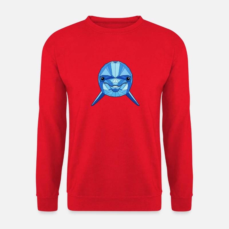 Geometrischer Blauer Delfin - Unisex Pullover - Rot