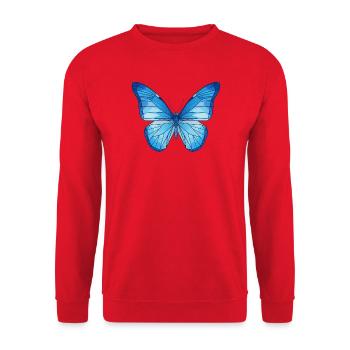 Geometric Blue Butterfly - Unisex Sweatshirt - red - Front - Alina (178cm) & Michal (187cm)