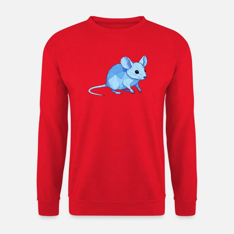 Blauer Low-Poly Maus - Unisex Pullover - Rot