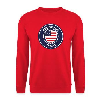 Arlington Texas Emblem with Flag - Unisex Sweatshirt - red - Front - Alina (178cm) & Michal (187cm)