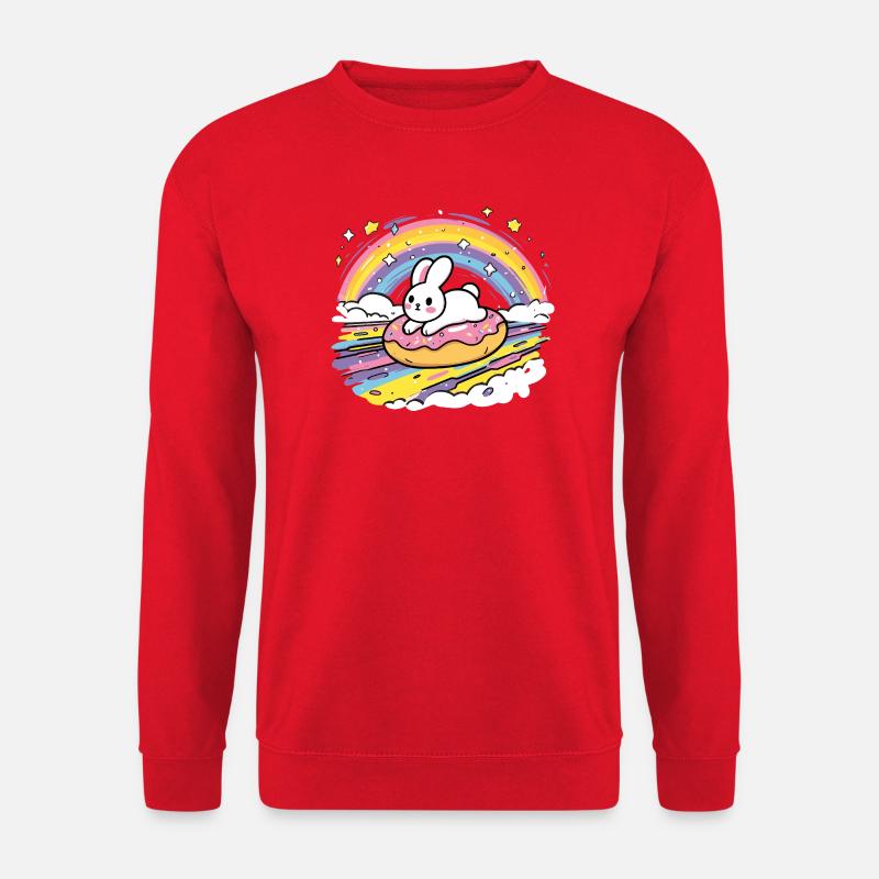 Rabbit on donut rainbow - Unisex Sweatshirt - red