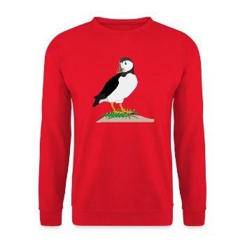 Puffin Print - Unisex Sweatshirt - red - Front - Alina (178cm) & Michal (187cm)