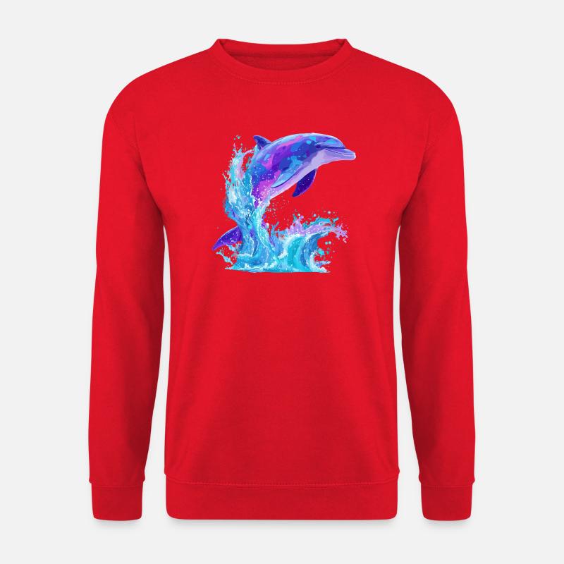Farbiger Delfin Splash - Unisex Pullover - Rot