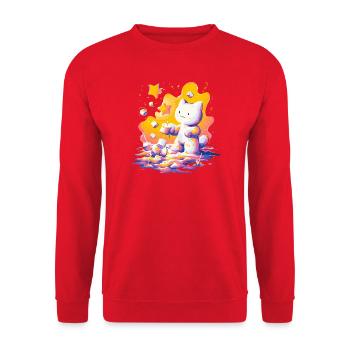 Cat Cosmos Neon Palette - Unisex Sweatshirt - red - Front - Alina (178cm) & Michal (187cm)
