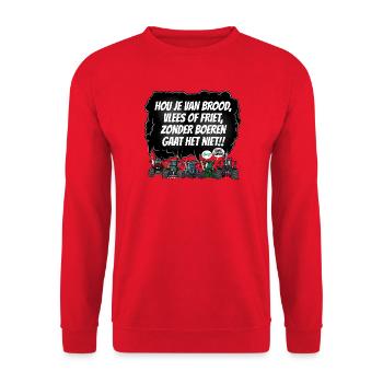 Boerenprotest_tshirt_NL - Unisex Sweatshirt - red - Front - Alina (178cm) & Michal (187cm)