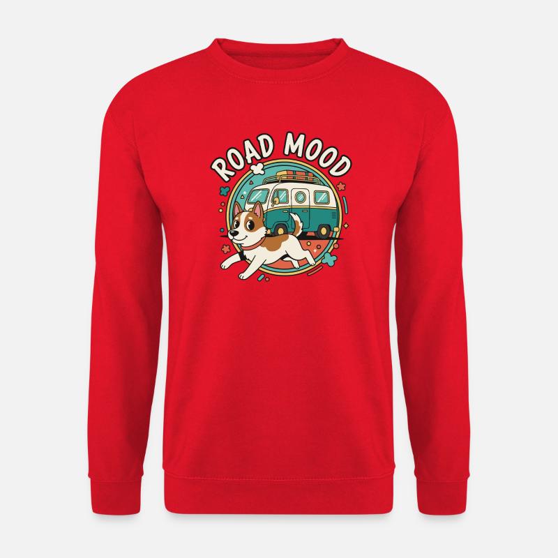 Road Mod Hund Camper Van - Unisex Pullover - Rot
