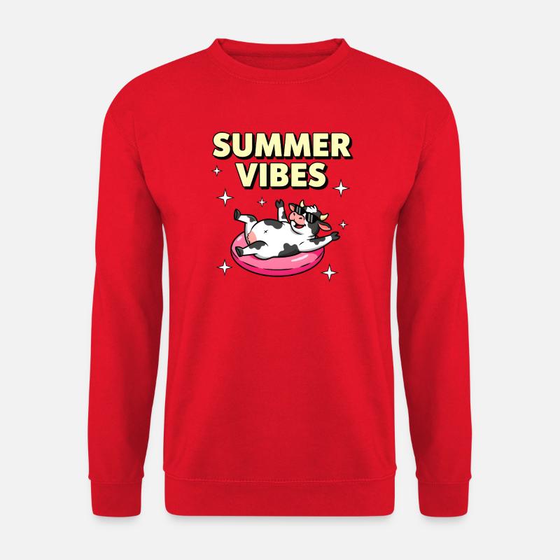 Sommervibes entspannende Kuh - Unisex Pullover - Rot