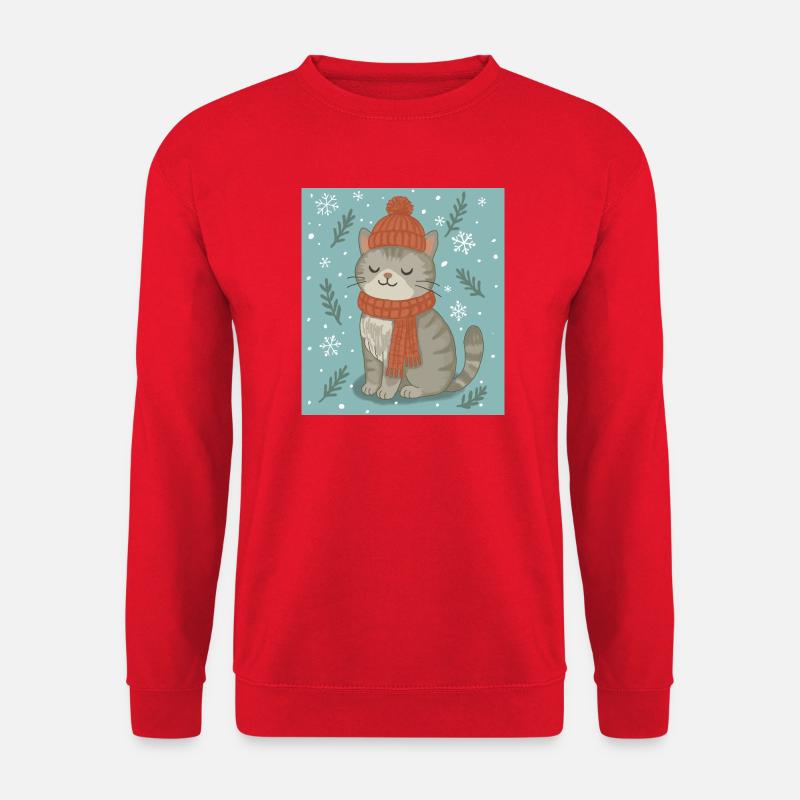 Cozy Winter Cat - Unisex Pullover - Rot