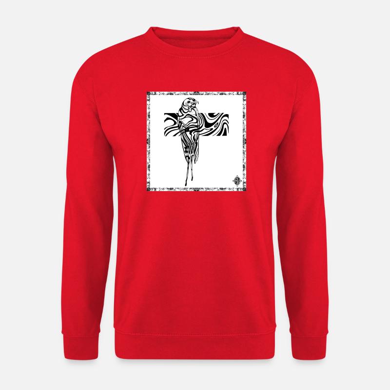 Abstract Parrot in Flowing Cross - Unisex Sweatshirt - red