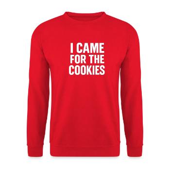 J’adore les cookies - Cookie au chocolat de Noël - Sweat-shirt Unisexe - rouge - Devant - Alina (178cm) & Michal (187cm)