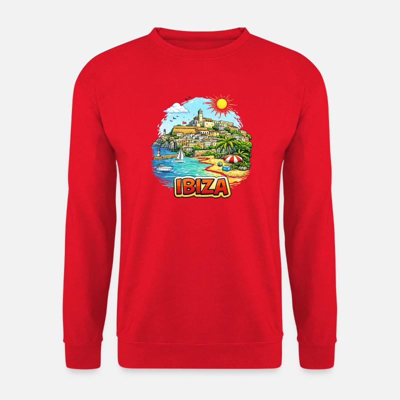Ibiza Küstenparadies Illustration - Unisex Pullover - Rot