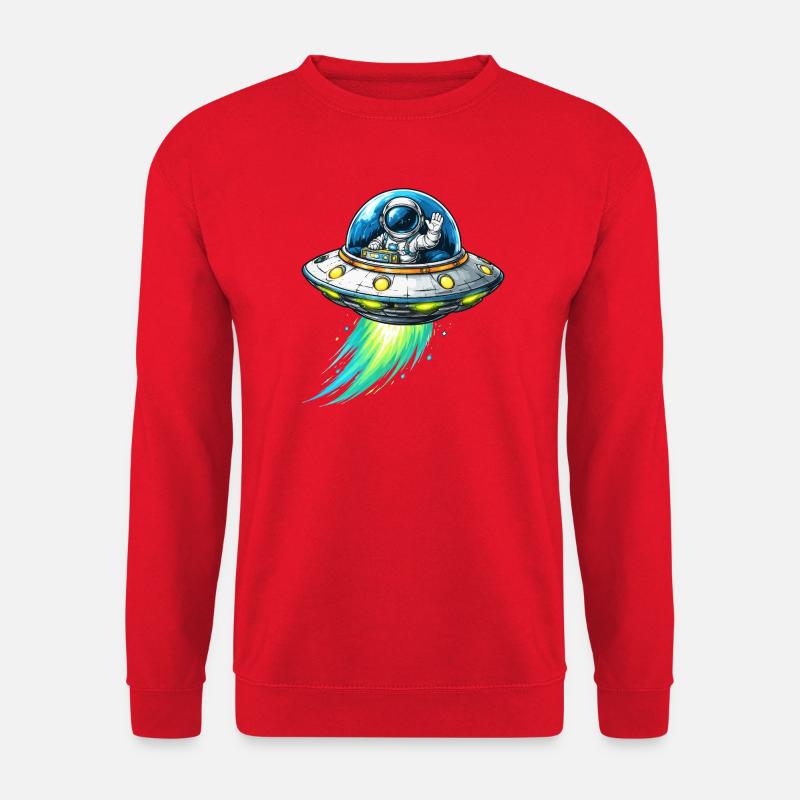UFO-Astronaut im Funkenflug - Unisex Pullover - Rot