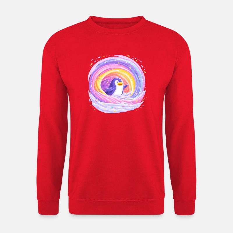Regenbogen-Pinguin im Wirbel - Unisex Pullover - Rot