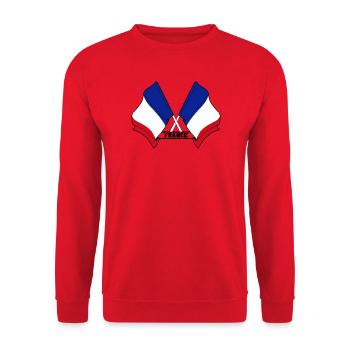 Drapeau français croisé - Sweat-shirt Unisexe - rouge - Devant - Alina (178cm) & Michal (187cm)