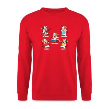 Comique de fête musicale du groupe de vaches mignonnes - Sweat-shirt Unisexe - rouge - Devant - Alina (178cm) & Michal (187cm)