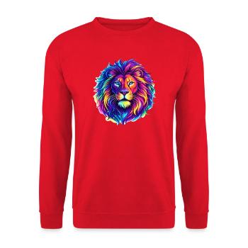 Lion Neon Animal - Unisex Sweatshirt - red - Front - Alina (178cm) & Michal (187cm)