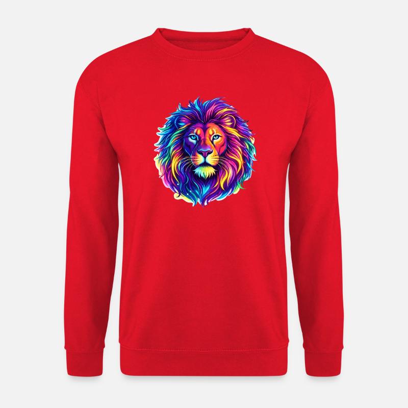 Löwe Neon Animal - Unisex Pullover - Rot