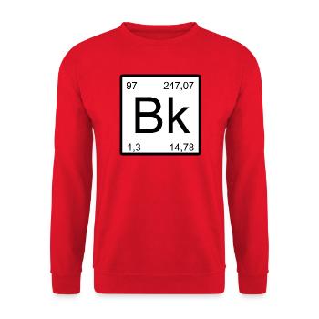 Berkelium Bk Symbol Kunst im Periodensystem-Stil - Unisex Pullover - Rot - Vorne - Alina (178cm) & Michal (187cm)