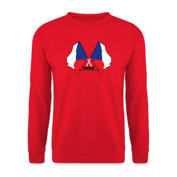 TSCHECHISCHE REPUBLIK – Kreuzende Flaggen - Unisex Pullover - Rot - Vorne - Alina (178cm) & Michal (187cm)