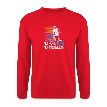 No Rope No Problem Wakesurfing Retro Sunset Design - Unisex Pullover - Rot - Vorne - Alina (178cm) & Michal (187cm)