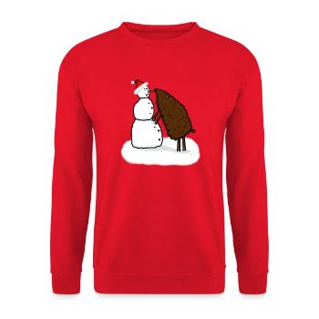 Snowman & Sheep - Unisex Sweatshirt - red - Front - Alina (178cm) & Michal (187cm)