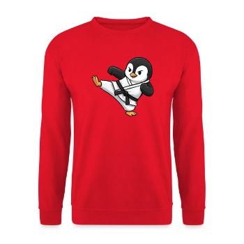 Karate Penguin Martial Arts Martial Arts Kick - Unisex Sweatshirt - red - Front - Alina (178cm) & Michal (187cm)