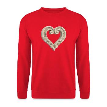 Sculpture architecturale en pierre en forme de cœur - Sweat-shirt Unisexe - rouge - Devant - Alina (178cm) & Michal (187cm)