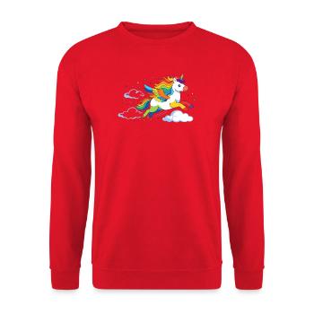 Licorne arc-en-ciel volante – Motif magique - Sweat-shirt Unisexe - rouge - Devant - Alina (178cm) & Michal (187cm)
