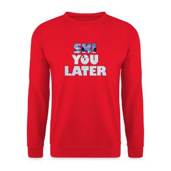 Ski You Later – lustiges Wintersportgeschenk für Skifahren - Unisex Pullover - Rot - Vorne - Alina (178cm) & Michal (187cm)