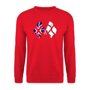 City of London & Great Britain Flaggen - Unisex Pullover - Rot - Vorne - Alina (178cm) & Michal (187cm)