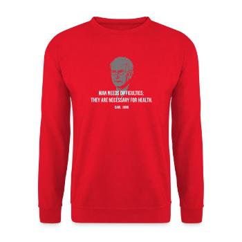 Citation de Carl Jung - Les difficultés guérissent la santé - Sweat-shirt Unisexe - rouge - Devant - Alina (178cm) & Michal (187cm)