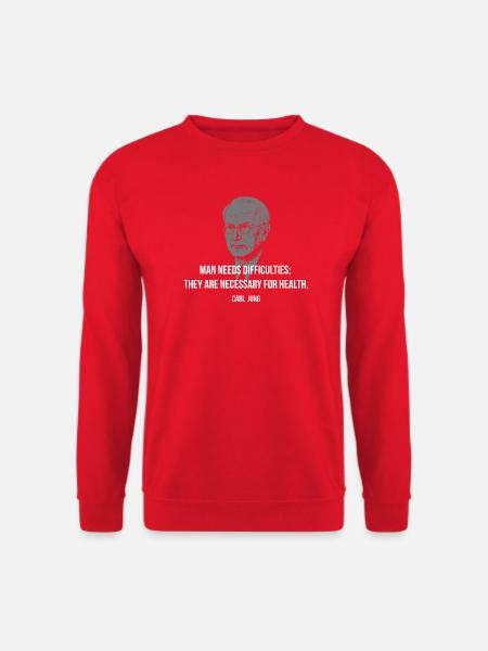 Carl Jung Zitat – Schwierigkeiten heilen Gesundheit - Unisex Pullover - Rot