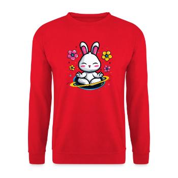 Moon Bunny in the Flower Circle - Unisex Sweatshirt - red - Front - Alina (178cm) & Michal (187cm)