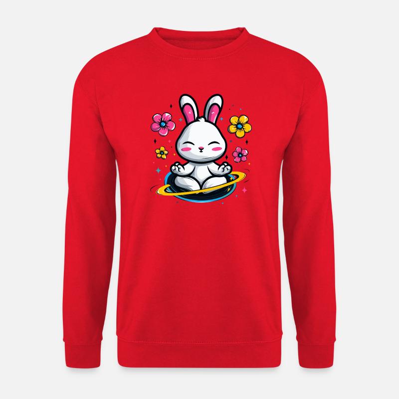 Moon Bunny in the Flower Circle - Unisex Sweatshirt - red
