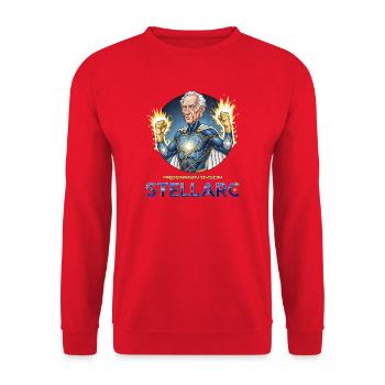 Stellarc Kosmischer Held - Unisex Pullover - Rot - Vorne - Alina (178cm) & Michal (187cm)